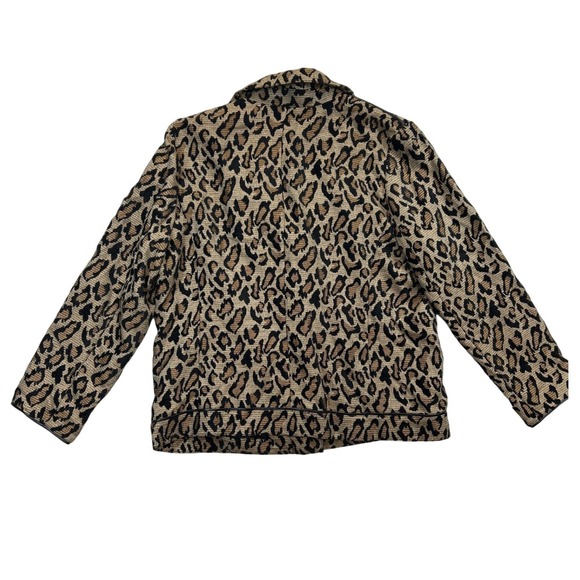 Chicos Jacket Womens 2 M Leopard Print Blazer Full Zip Moto Style Pockets - Picture 2 of 7